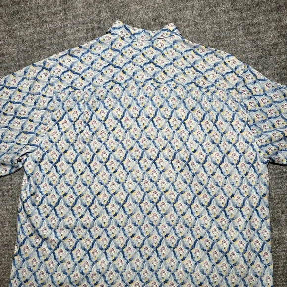 Tommy Bahama Silk Hawaiian Button Up Shirt Geometric Print Size XL TALL - Picture 7 of 8